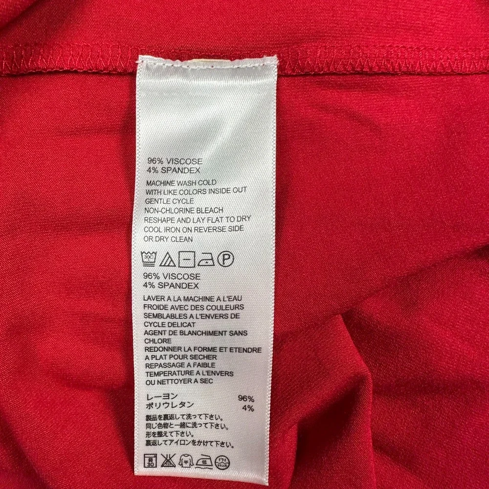 Tommy Bahama Dress Womens Medium Tambour‎ Panel Shirred 3/4 Sleeve Ruched Red